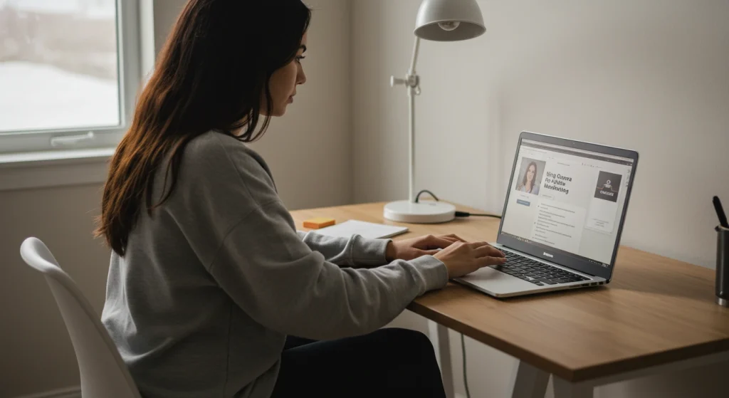 woman working on her laptop 