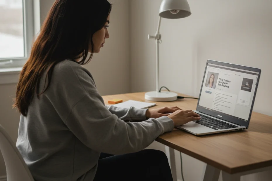 woman working on her laptop