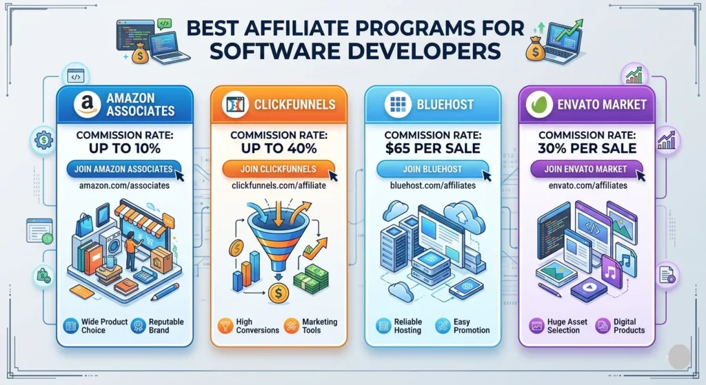 infographic of Key Features to Look for in Tech Affiliate Programs