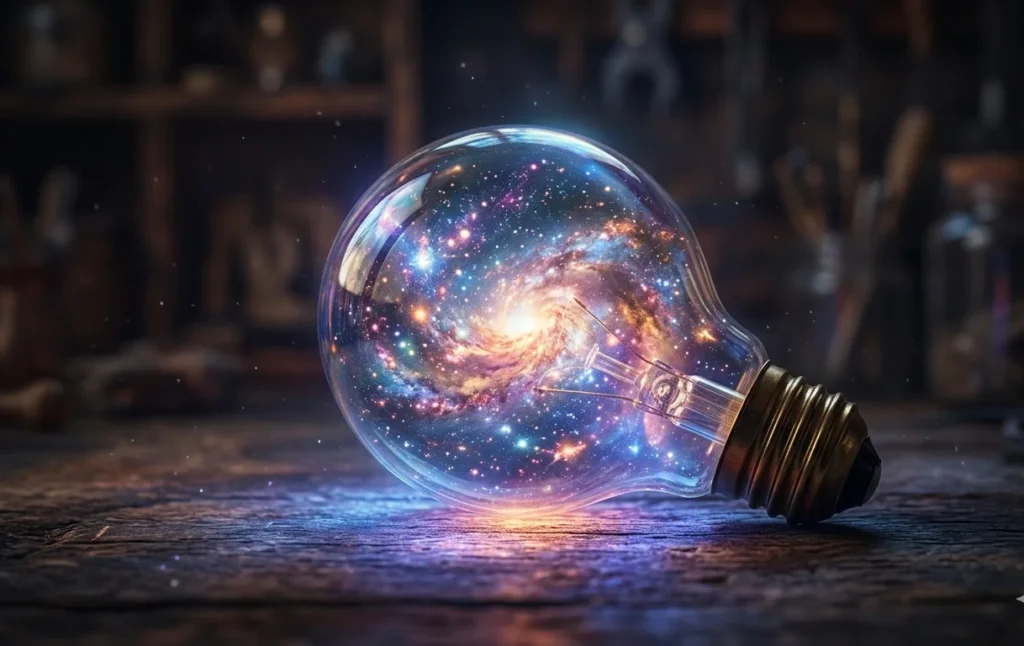 a magical bulb with different colors illuminating through it