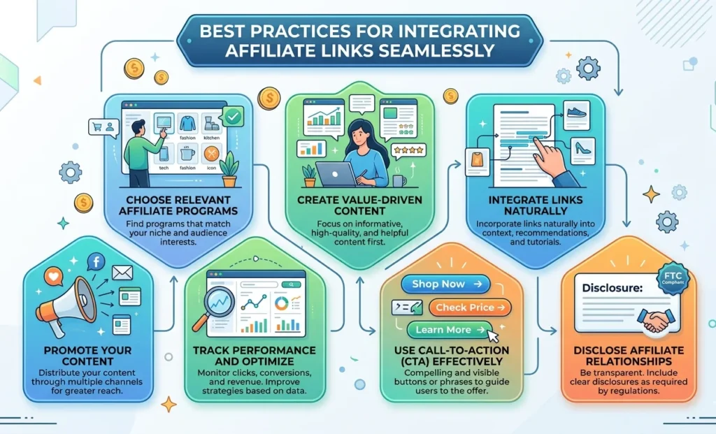 infographic image of Best Practices for Integrating Affiliate Links Seamlessly