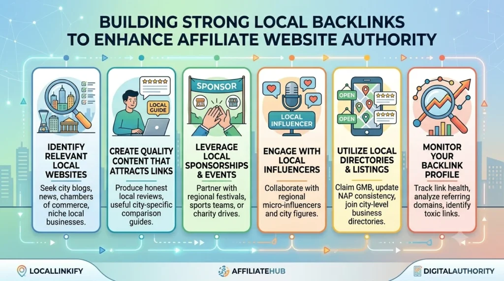 infographic of Building Strong Local Backlinks to Enhance Affiliate Website Authority