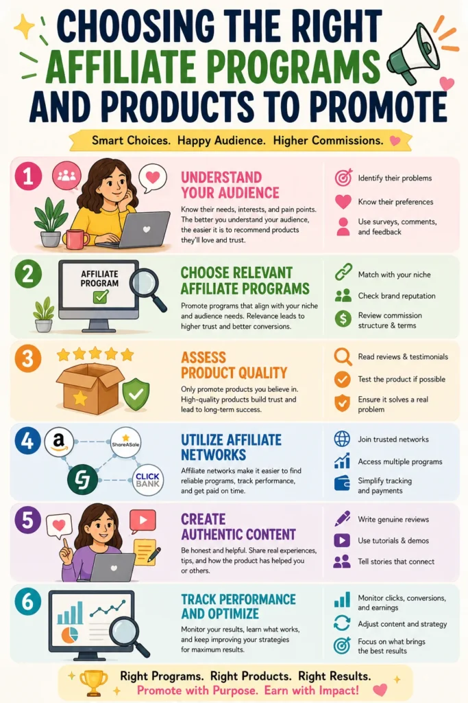 infographic of Choosing the Right Affiliate Programs and Products to Promote