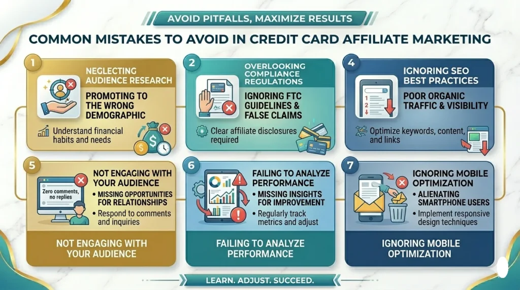 infographic of Common Mistakes to Avoid in Credit Card Affiliate Marketing