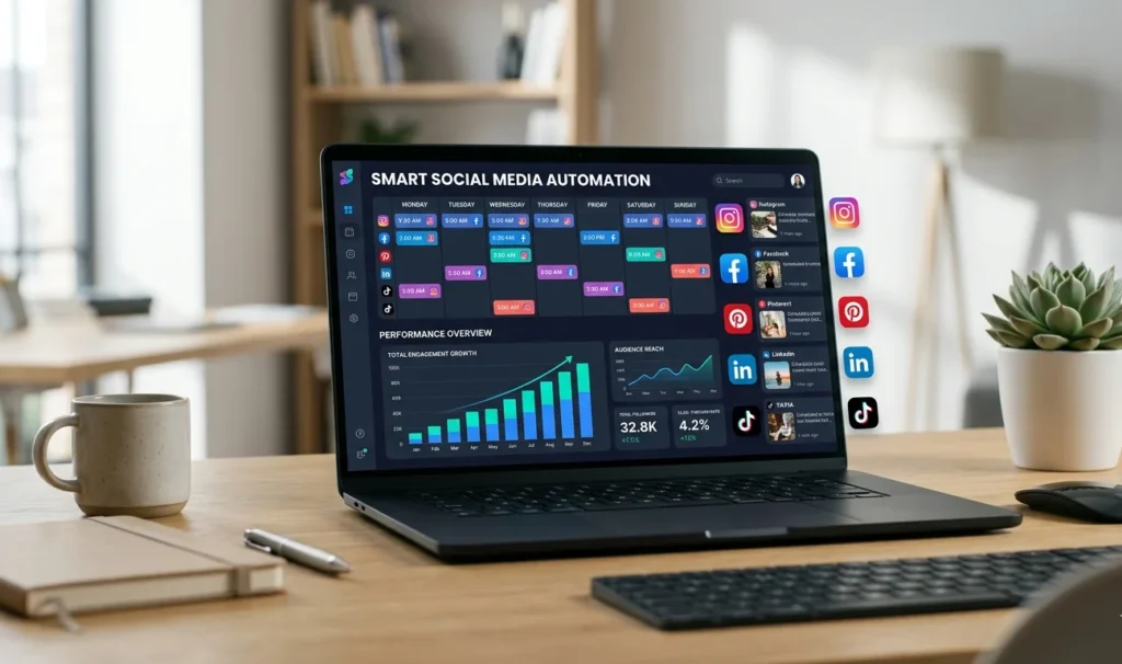 laptop showing different automation tools