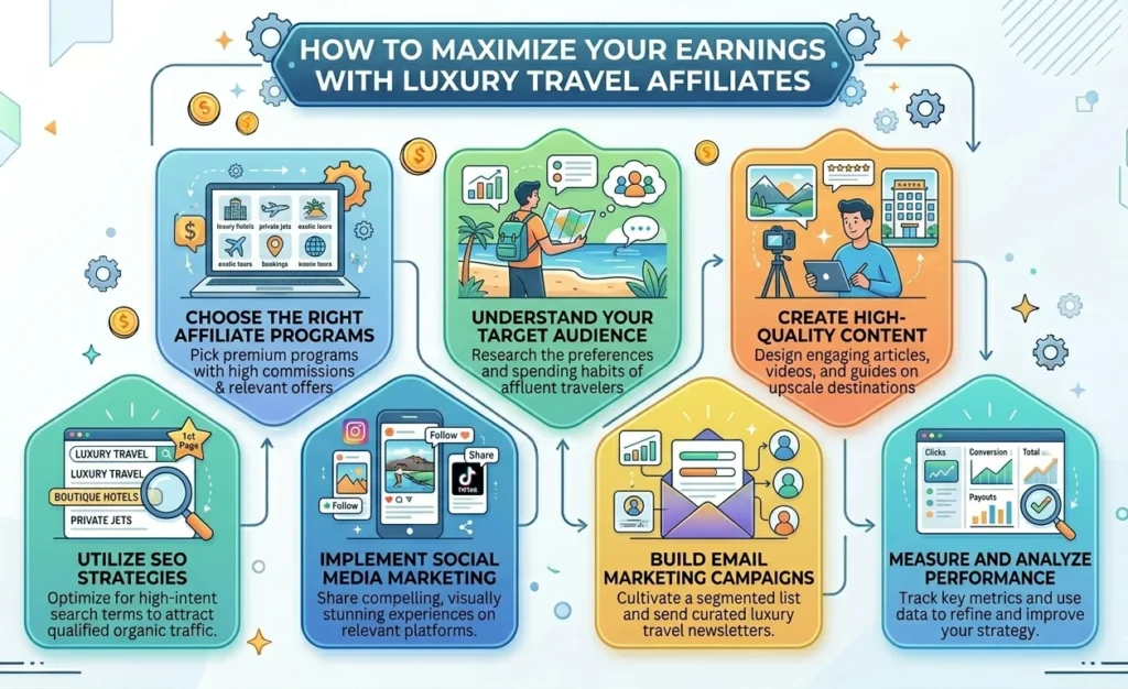 infographic of How to Maximize Your Earnings with Luxury Travel Affiliates