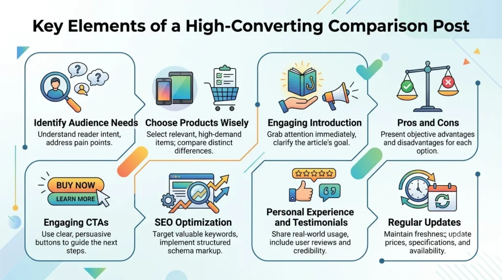 infographic image for Key Elements of a High-Converting Comparison Post