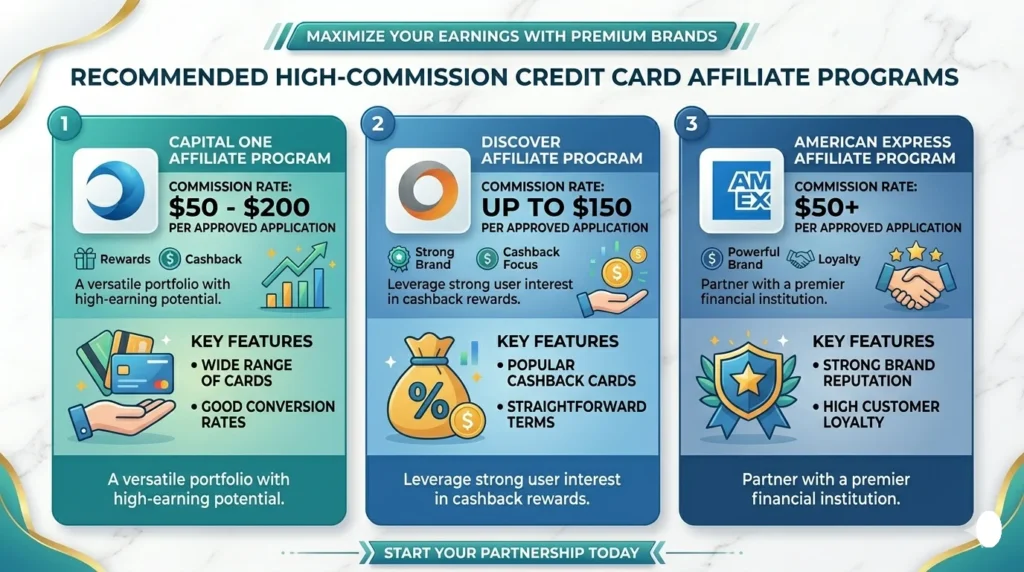 infographic of Recommended High-Commission Credit Card Affiliate Programs