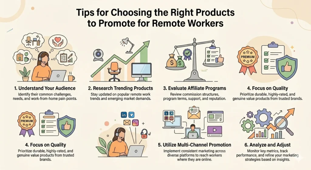 infographic for Tips for choosing the right products to promote for remote workers
