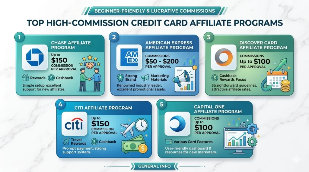 infographic of Top High-Commission Credit Card Affiliate Programs