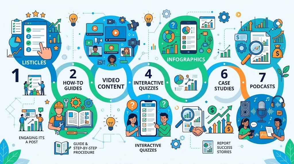 Engaging content formats for niche blog engagement infographic