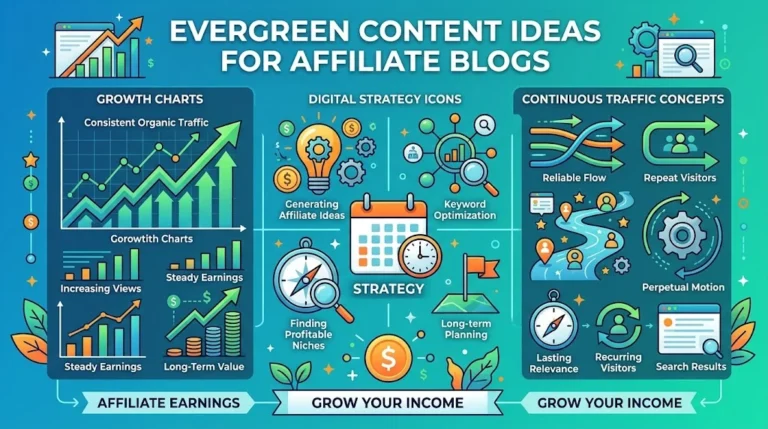 Evergreen Content Ideas for Affiliate Blogs infographic