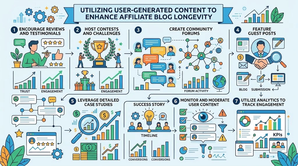 User-generated content strategy for affiliate blogs infographic